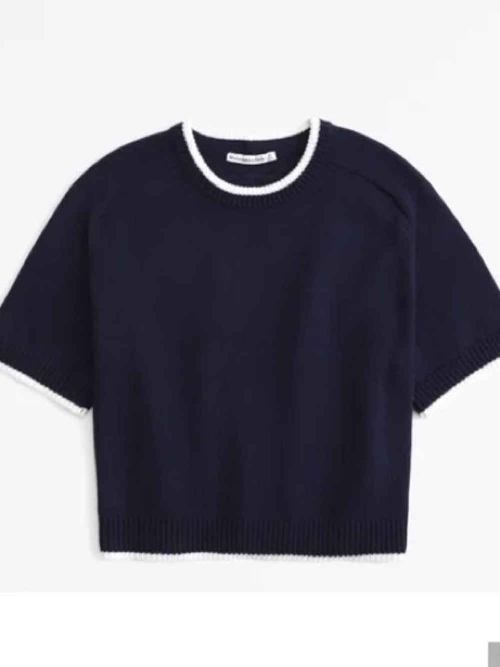 Abercrombie & Fitch Women's Madeline Navy and Blue short sleeve sweater Large